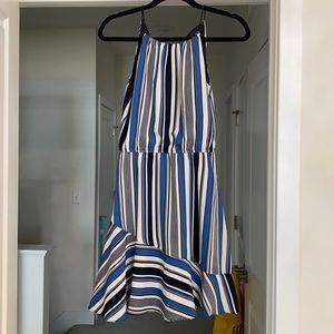 Aqua High Neck Fit and Flare Mini Dress